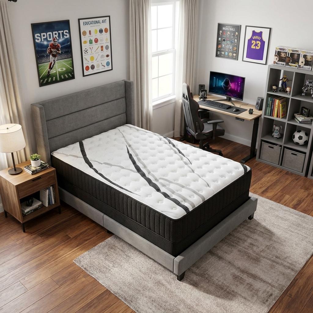 746826 14 in. White Graphite & Titanium Infused Twin Gel Memory Foam Medium Hybrid Mattress