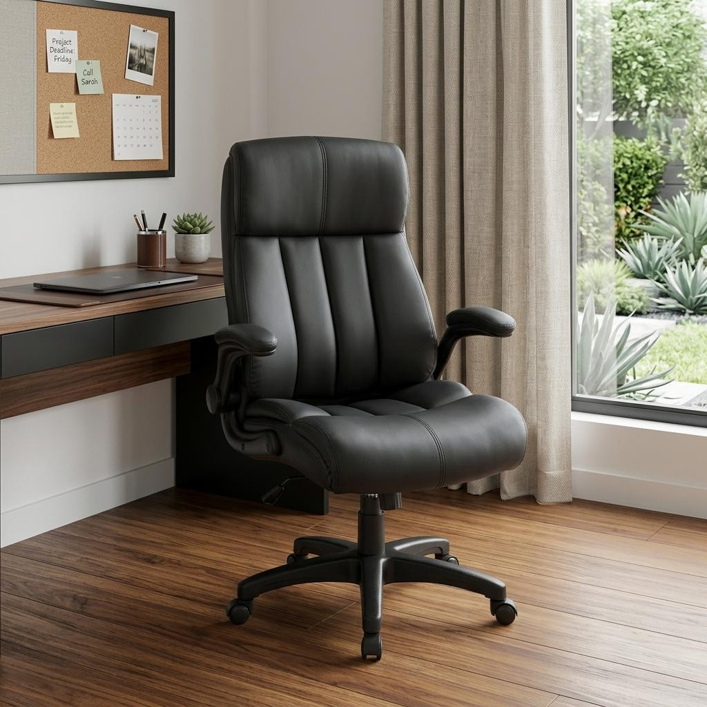 724216 Black Adjustable Height Swivel Rolling Executive Office Chair