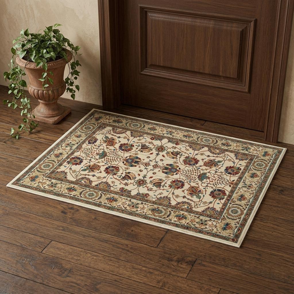 575311 2 x 3 ft. Ivory & Red Floral Area Rug