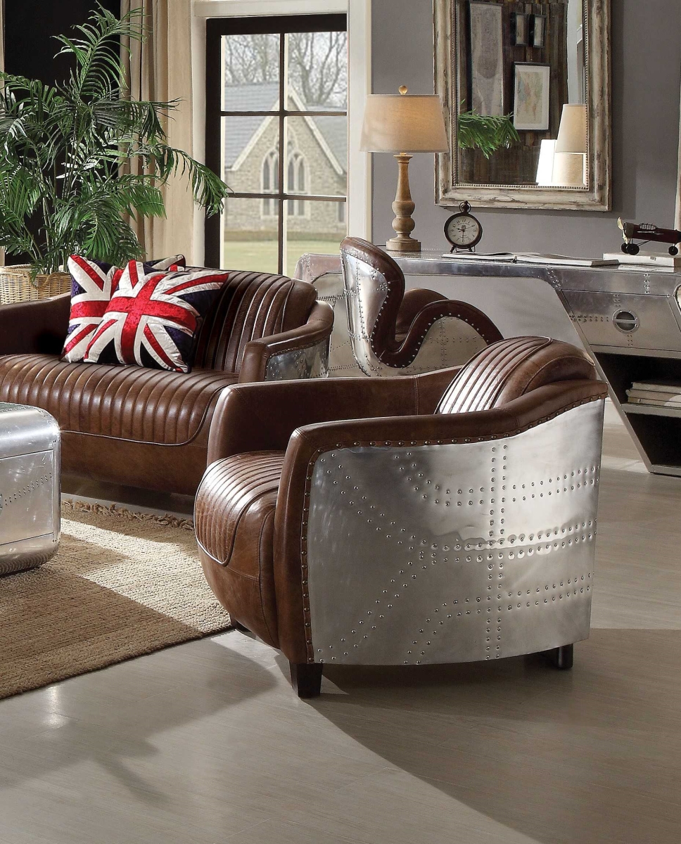 29 x 37 x 31 in. Retro Brown Leather Chair