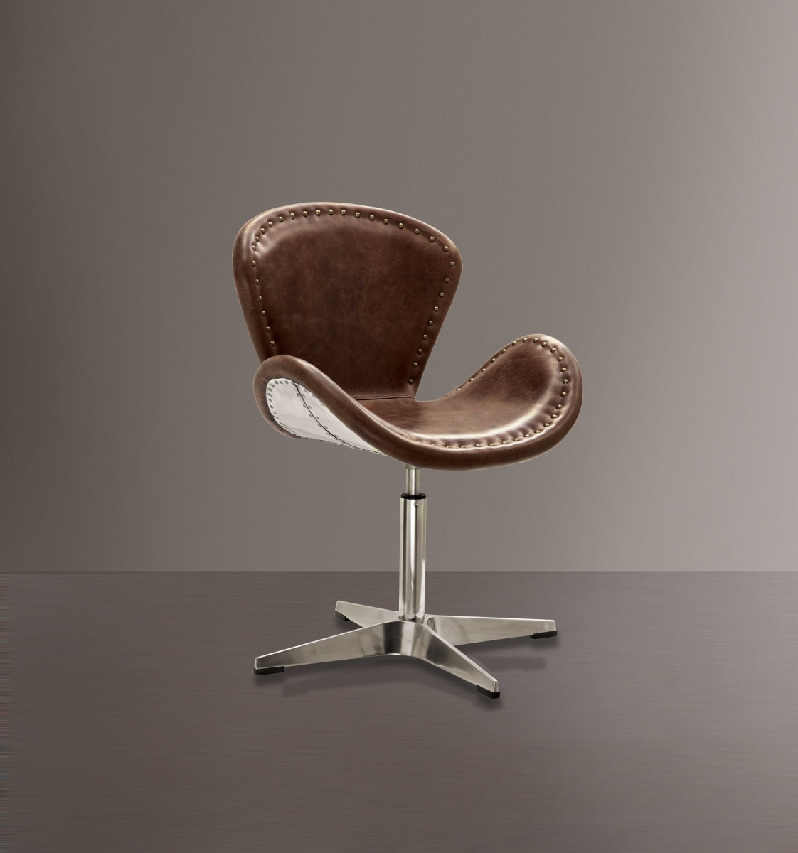 374232 25 x 24 x 33 in. Retro Brown Leather Accent Chair