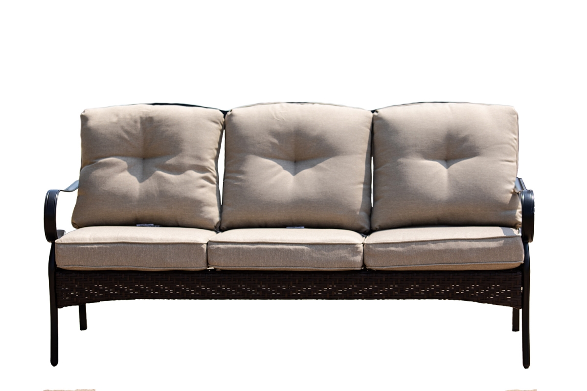 69 x 29 x 35 in. Black Steel Sofa with Beige Cushion