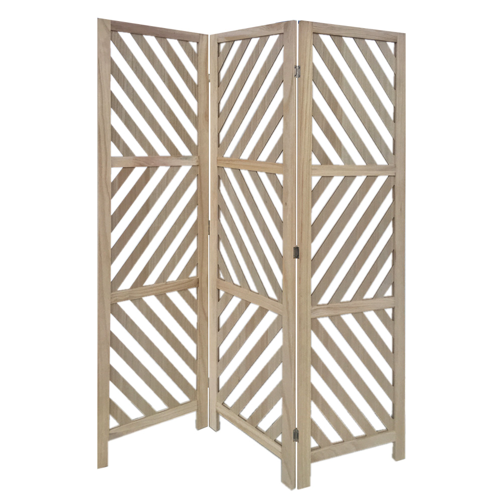 3 Panel Room Divider with Tropical leaf, Brown