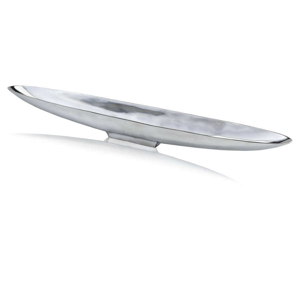 Picture of HomeRoots 373781 6.5 x 47.25 x 4.5 in. Aluminum Extra Large Long Boat Tray - Silver