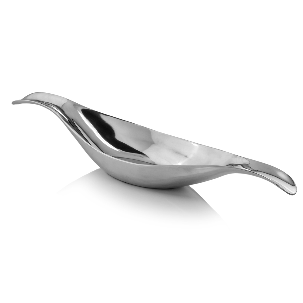 Picture of HomeRoots 373778 8 x 34.5 x 5.5 in. Silver Aluminum Long Wavy Bowl