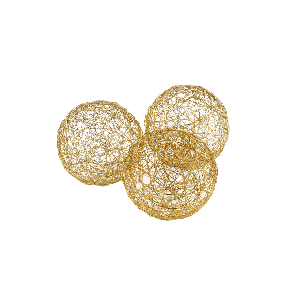 4 x 4 x 4 in. Gold Iron Wire Spheres, Box of 3