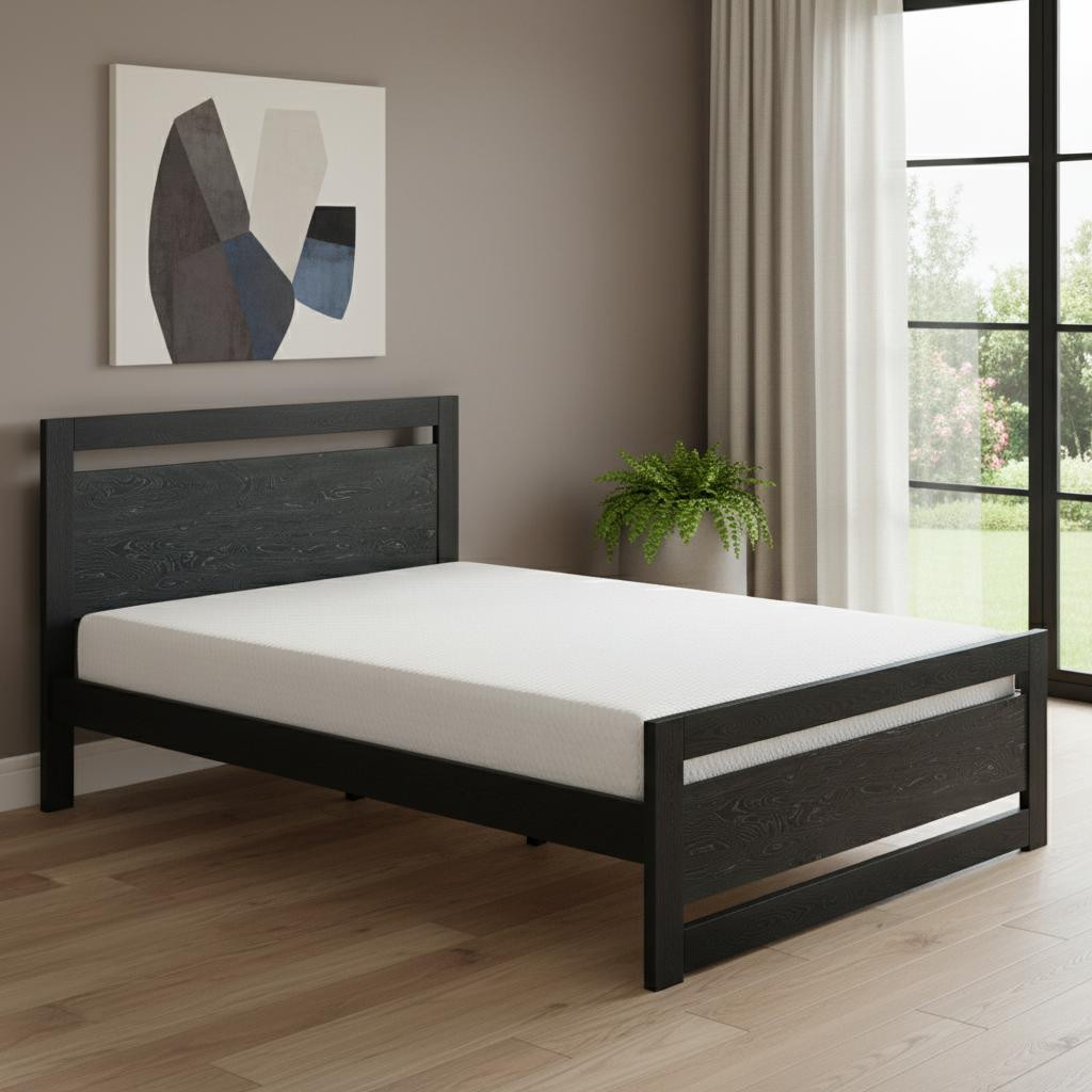 625647 Black Wood Queen Size Bed Frame