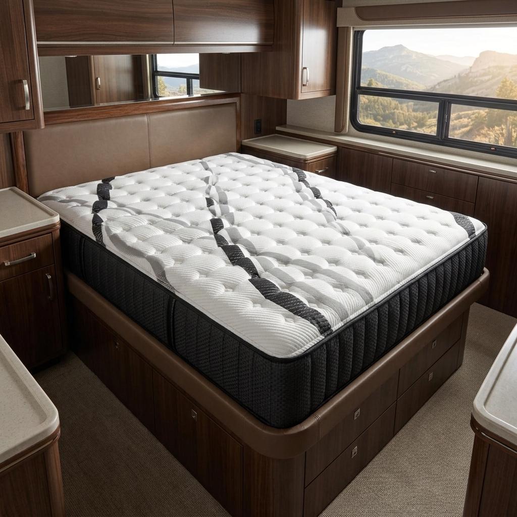 746833 14 in. White Graphite & Titanium Infused Short King Size 72 x 75 in. White Gel Memory Foam Medium Hybrid Mattress