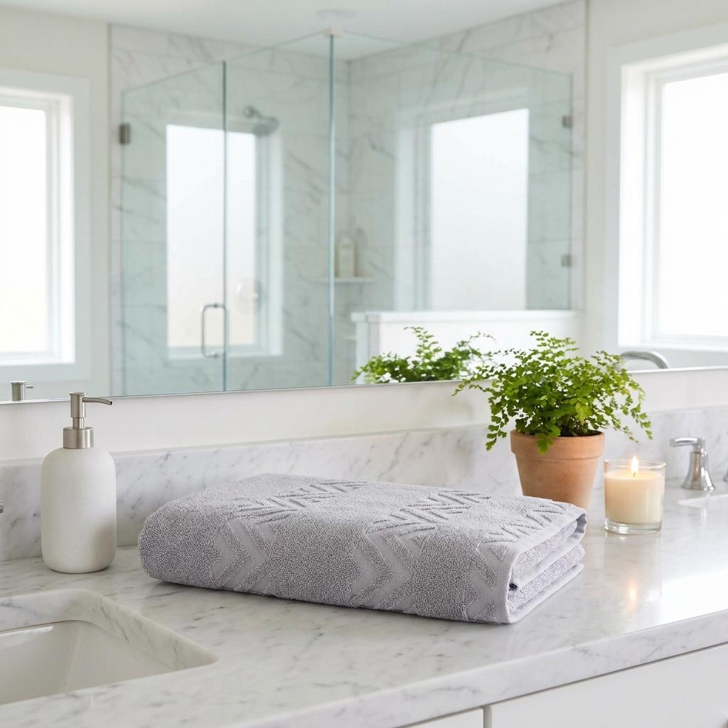 756013 Light Gray Jacquard Turkish Cotton 40 x 70 in. Bath Sheet