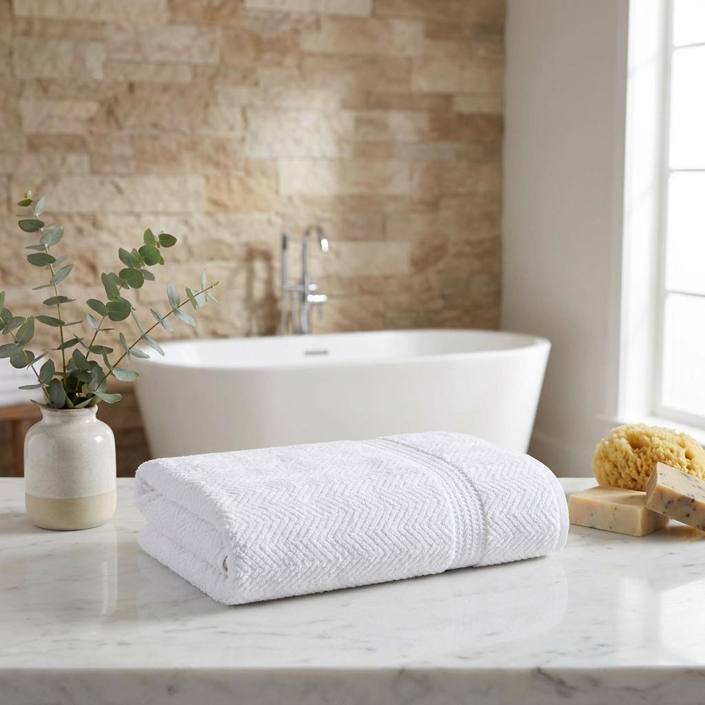 756167 White Chevron Turkish Cotton 40 x 70 in. Bath Sheet