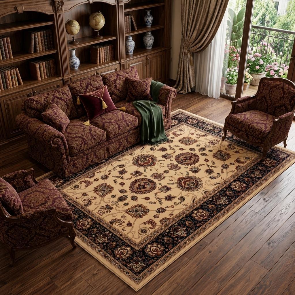 574347 10 x 13 ft. Ivory & Black Oriental Area Rug