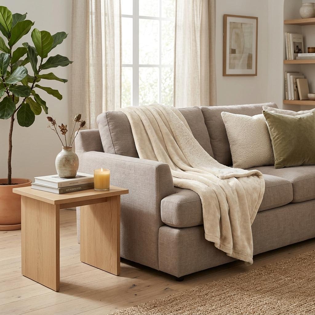 527420 50 x 60 in. Ivory Fleece Plush Throw Blanket