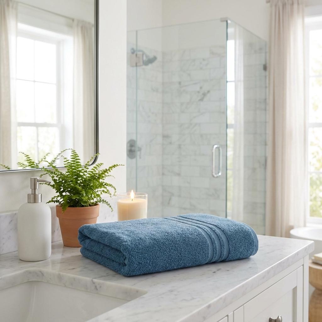 756005 Aqua Turkish Cotton 35 x 66 in. Bath Sheet