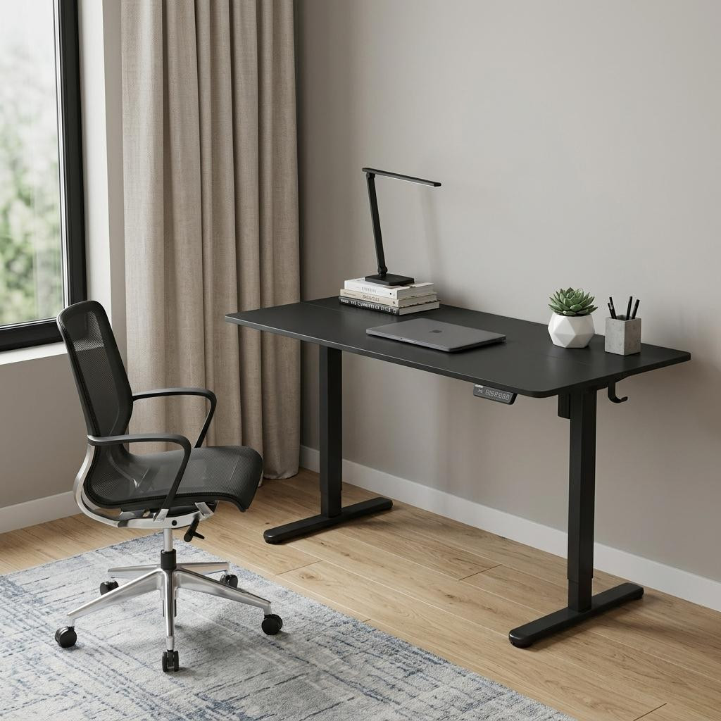 723775 Adjustable Black Wood & Steel Standing Desk