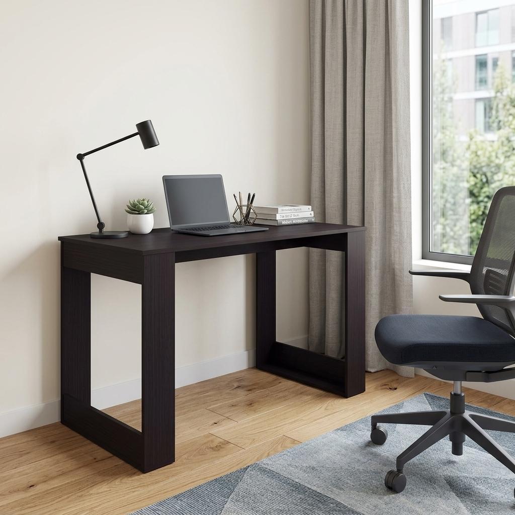 737966 47 in. Black Wood Computer Desk