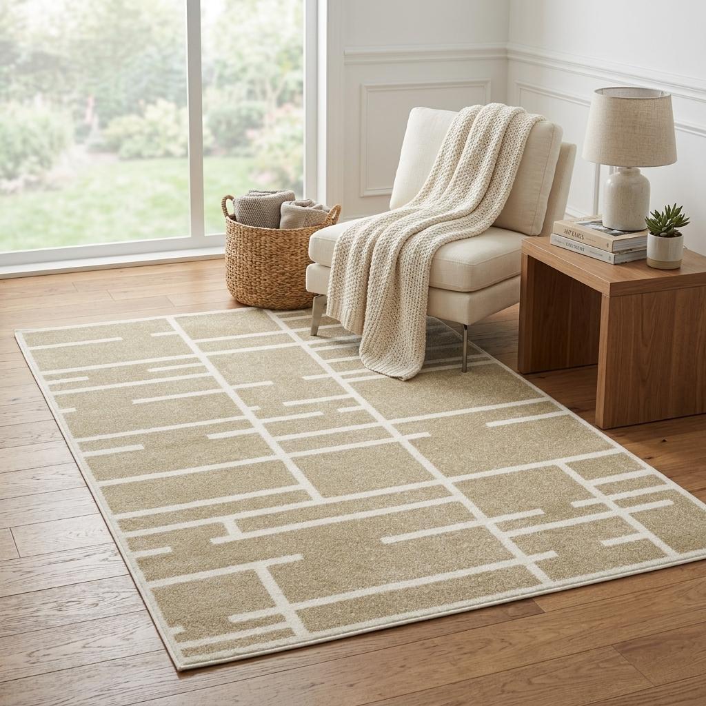 723960 5 x 7 ft. Beige & Ivory Geometric Area Rug