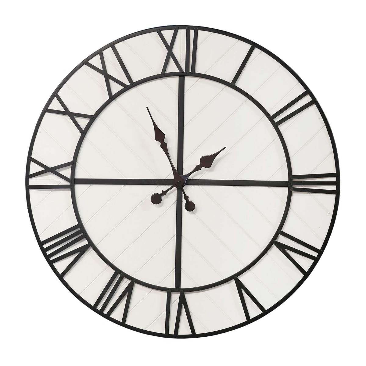 Picture of HomeRoots 373419 31.5 in. White Wood & Black Metal Wall Clock