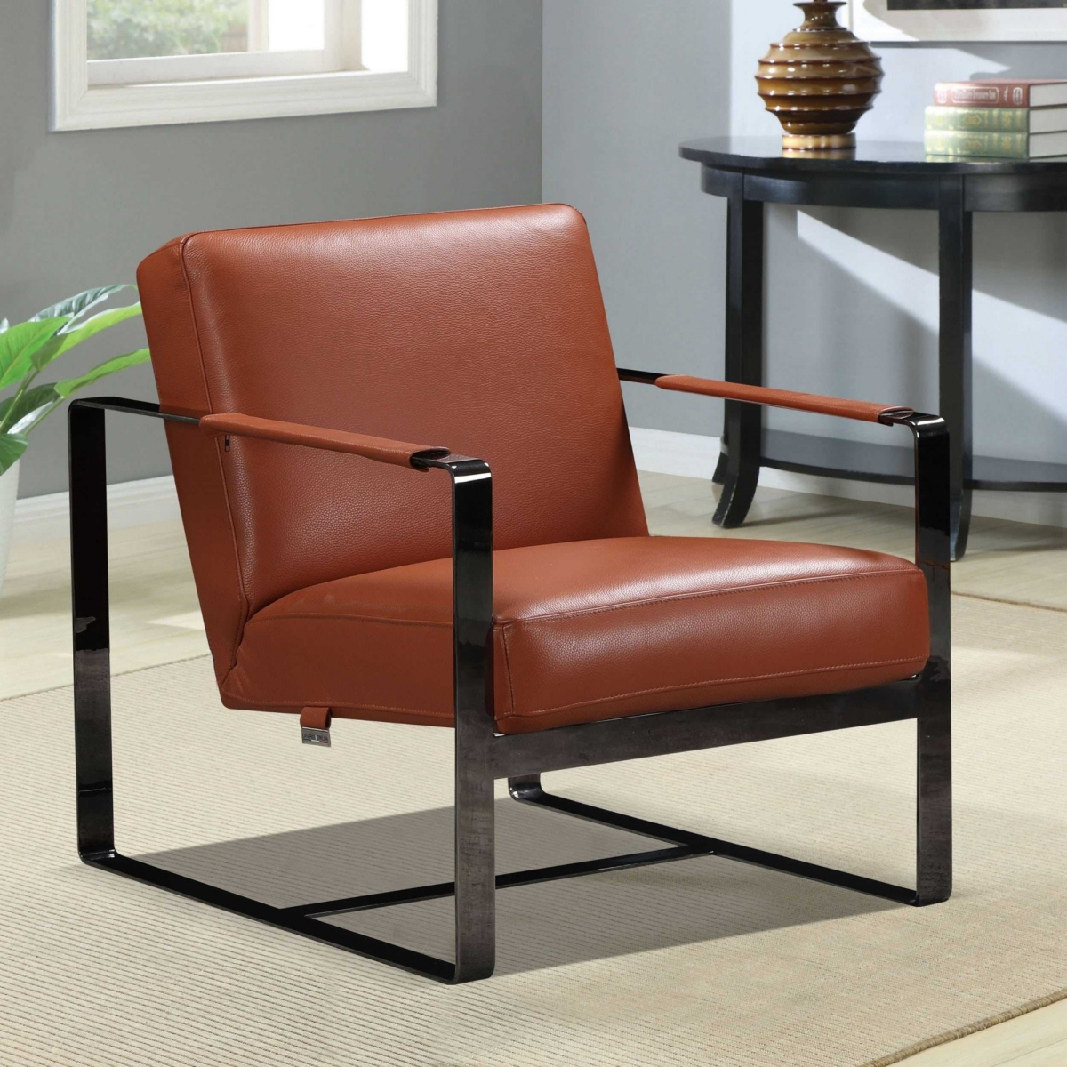 28 x 35 x 31 in. Camel Leather Accent Chair