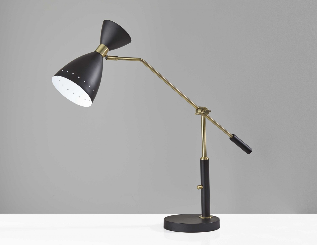 8 x 36.5 x 31.75 in. Black Metal Adjustable Desk Lamp