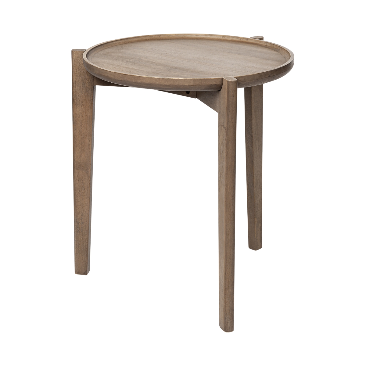 380718 Brown Wood Round Top Accent Table with Three Legged Base
