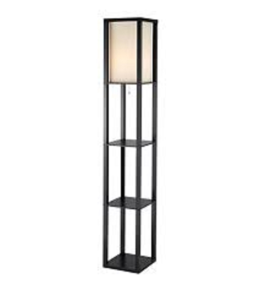 Tall Black Wood Floor Lamp with Two Shelves