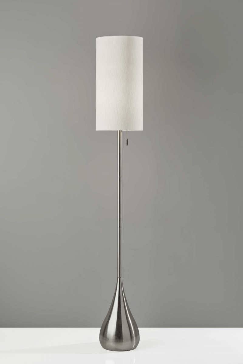 Brushed Steel Metal Teardrop Base Floor Lamp
