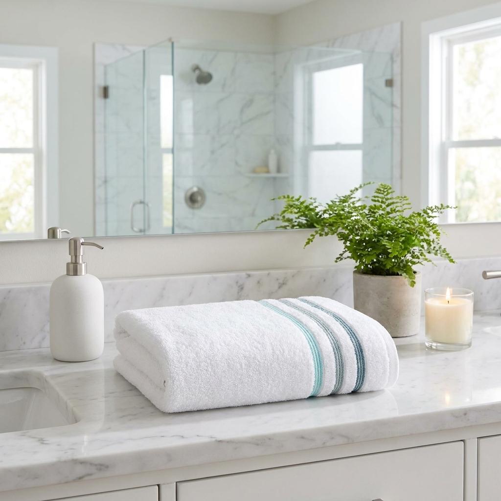 756149 White Striped Turkish Cotton 27 x 54 in. Bath Towel