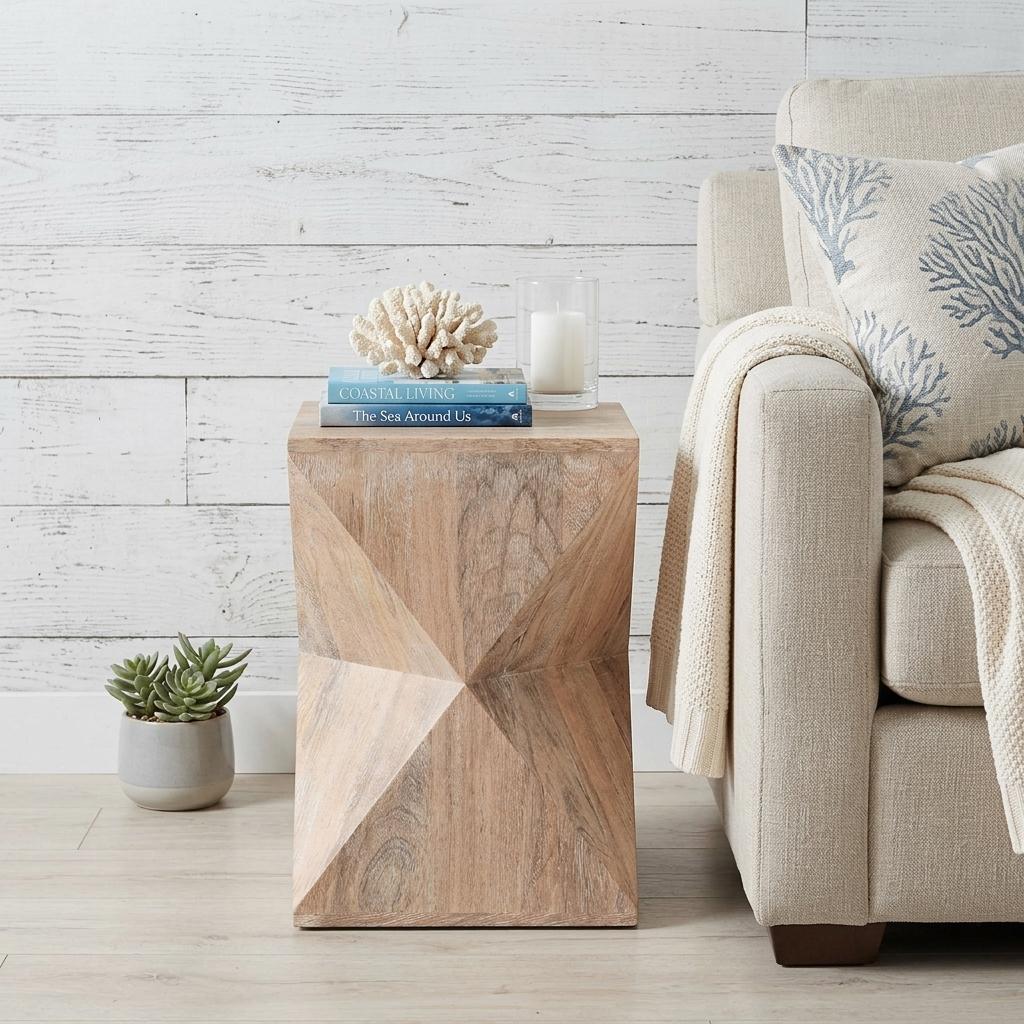 641907 19 in. Natural Solid Wood Square End Table