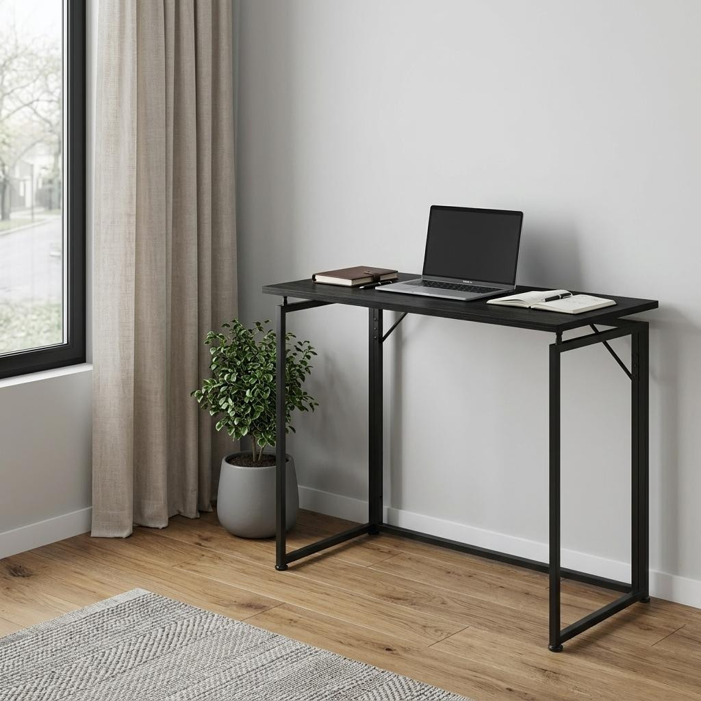 723732 40 in. Black Wood & Steel Folding Sled Computer Desk