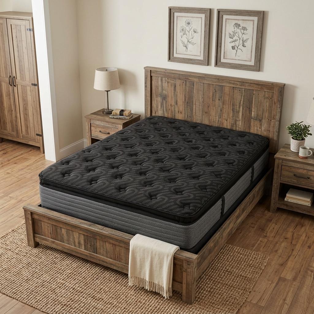 746904 15 in. Black Copper Infused Split California King Size Gel Memory Foam Ultra Plush Hybrid Mattress