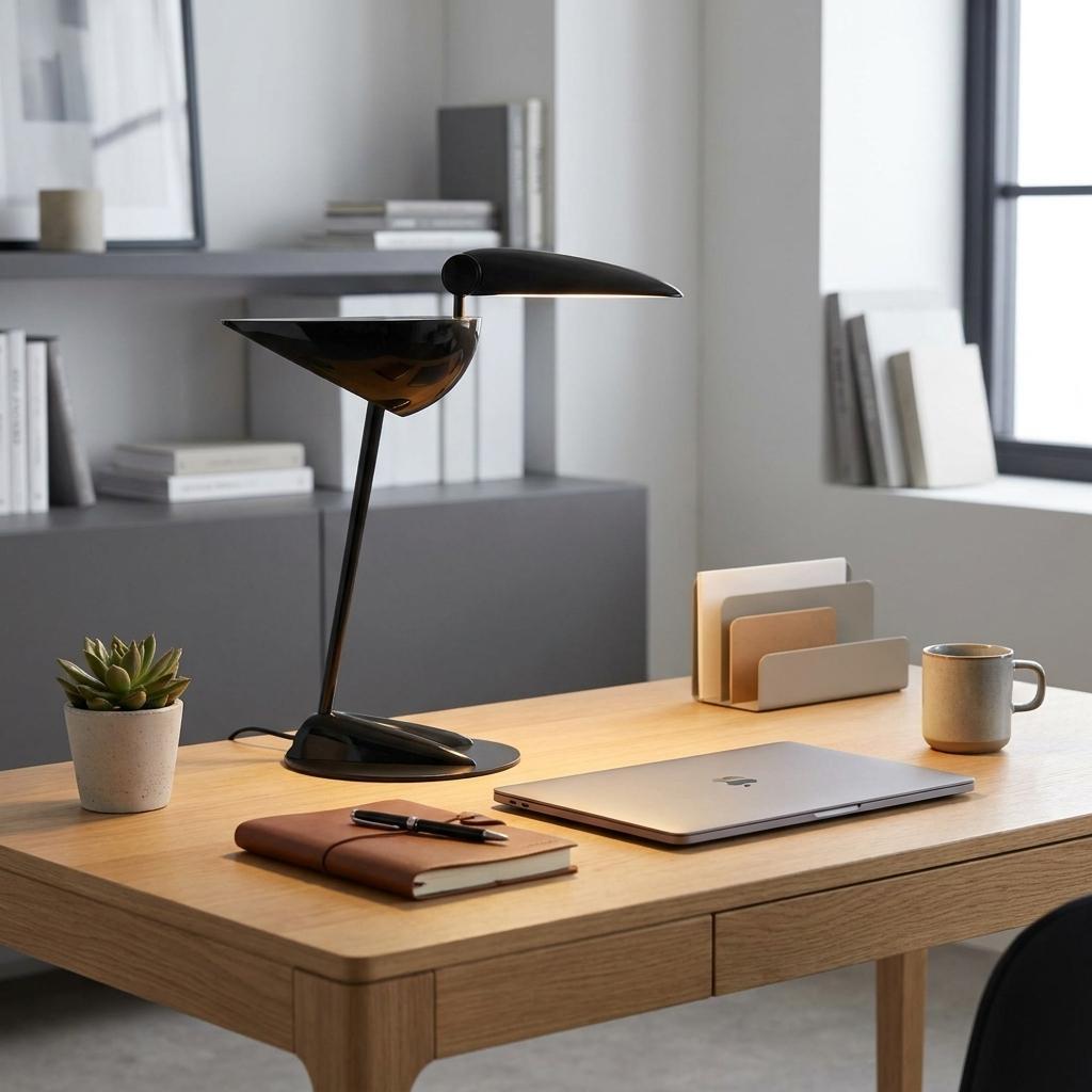 757878 17 in. Black Two Light Swing Arm Bird Desk Lamp