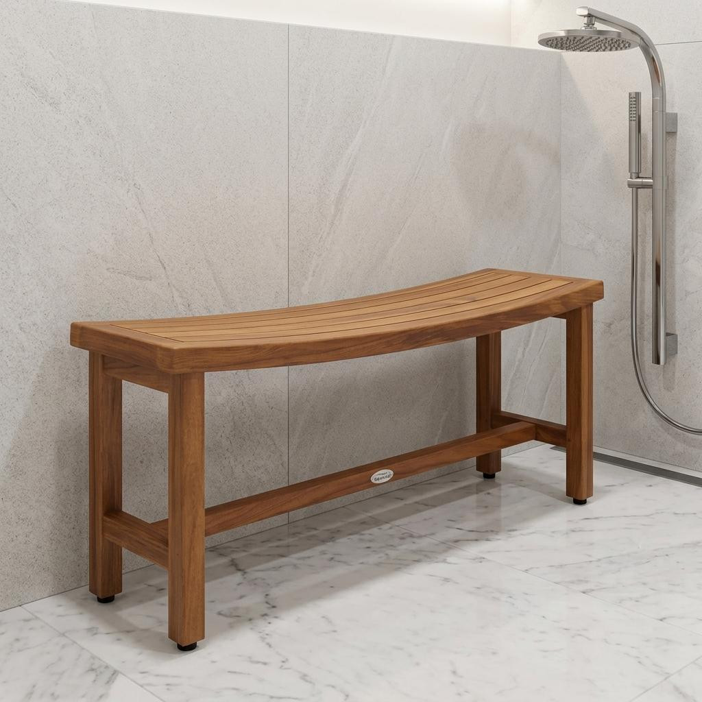731353 18 x 48 in. Brown Teak Rectangular Shower Bench