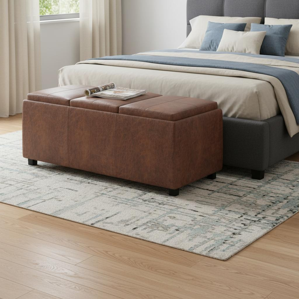 640195 42 in. Brown & Dark Brown Ottoman with Storage
