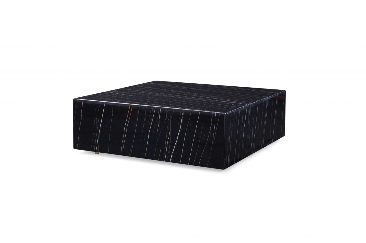 372181 35 x 35 x 11 in. Square Marble Table, Black