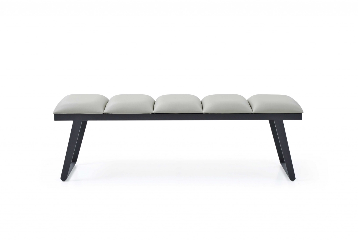 Light Grey Faux Leather Bench - 57 x 16 x 18 in. - Durable Design