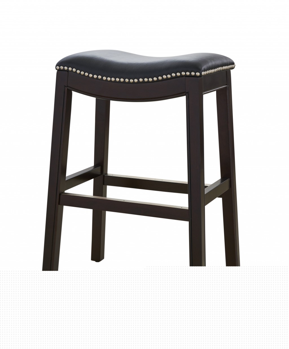 Picture of HomeRoots 384140 25 x 20.5 x 14.25 in. Black Saddle Counter Height Bar Stool&#44; Espresso