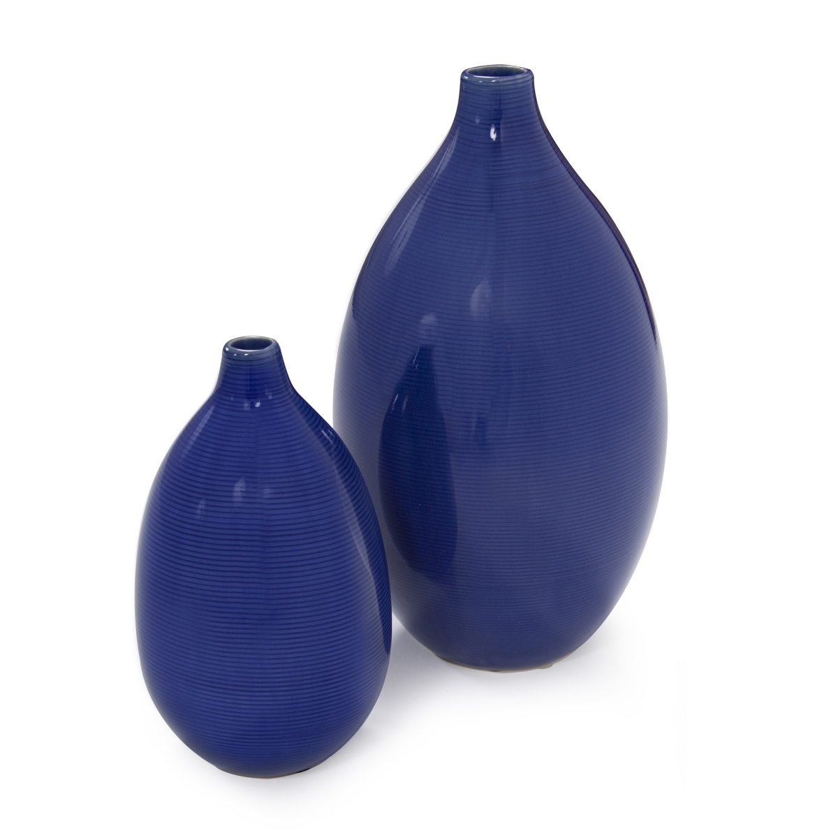 Picture of HomeRoots 384166 Deep Indigo Blue Ceramic Bulb Vases - Set of 2