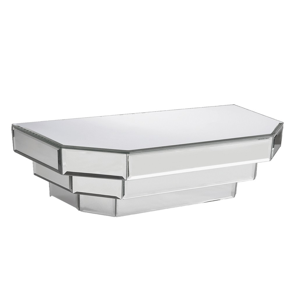 6 x 16 x 7 in. Contemporary Floating Stepped Shelf, Mirrored Glass