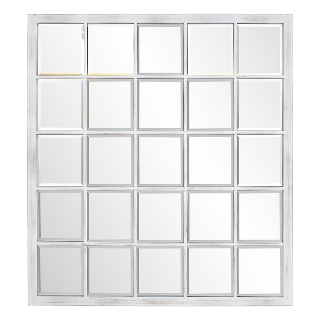 HomeRoots Antique White Rectangular White Finish Metal Tile Frame Mirror