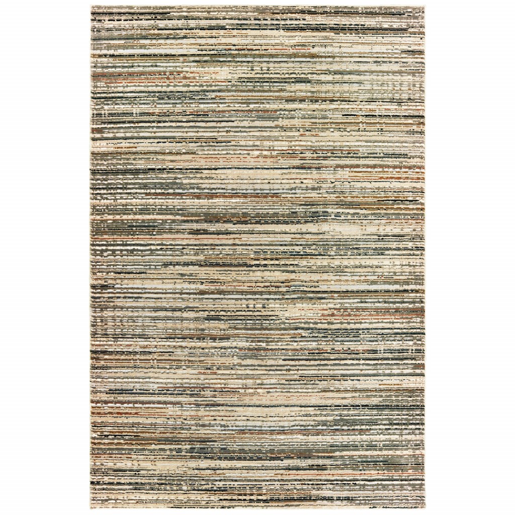 384234 6 x 9 ft. Ivory Sage Abtract Lines Indoor Area Rug
