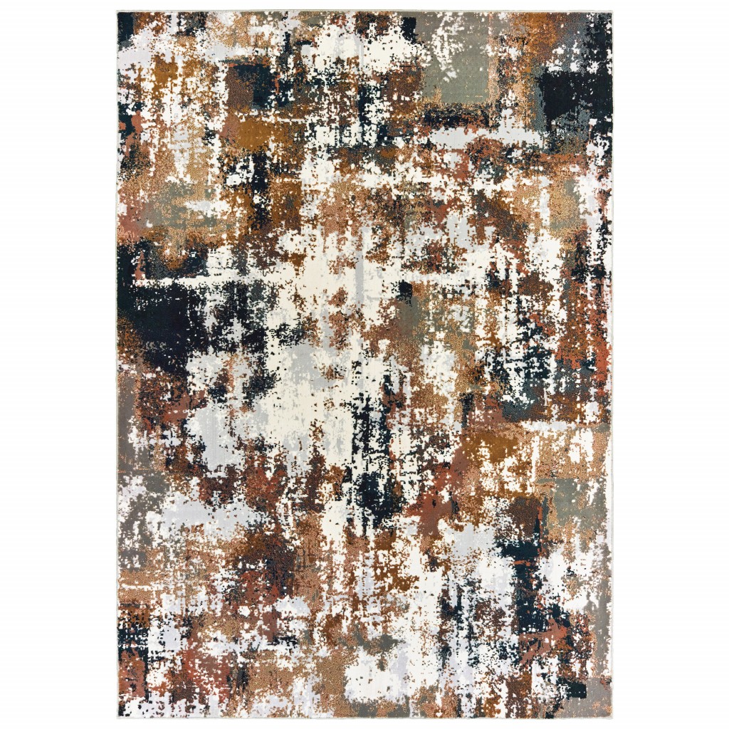 6 x 9 ft. Ivory Gray Abstract Sectors Indoor Area Rug