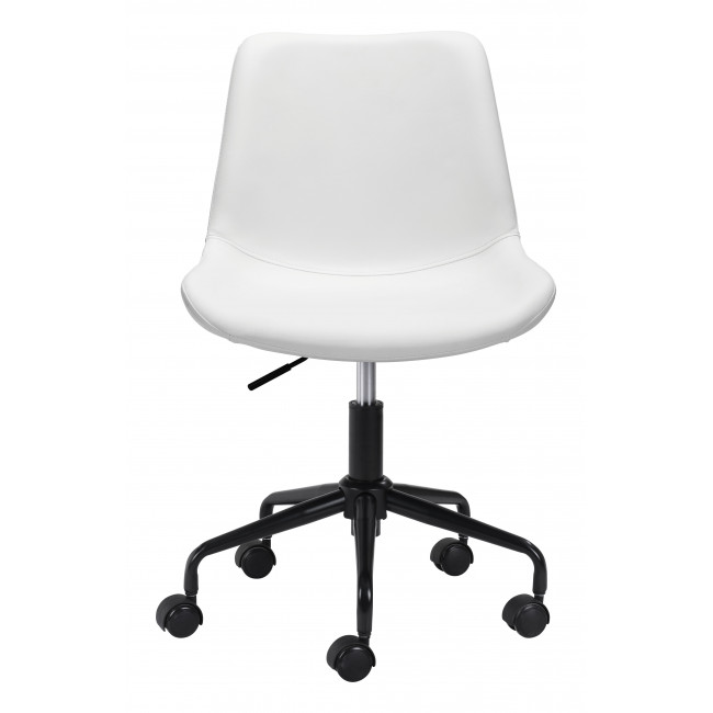 HomeRoots Powder Coated Steel & Plywood Modern White Faux Leather Rolling Office Chair