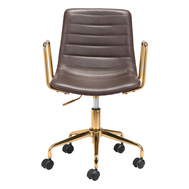 HomeRoots Powder Coated Steel & Plywood Brown and Gold Rolling Swivel Office Chair