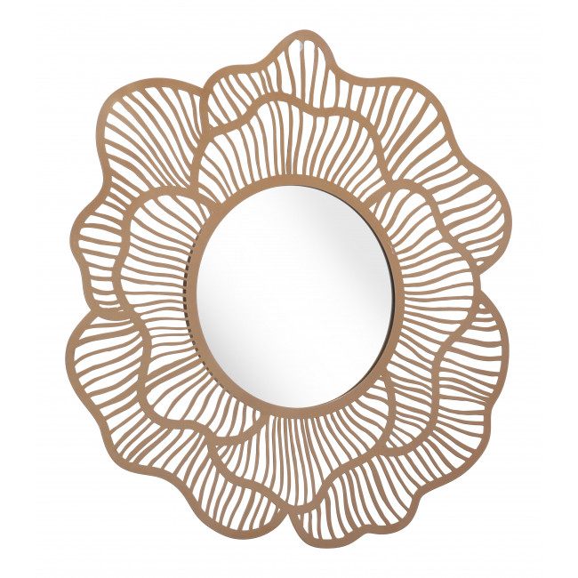 HomeRoots Steel, Mirror & MDF Flower Lines Gold Finish Wall Mirror
