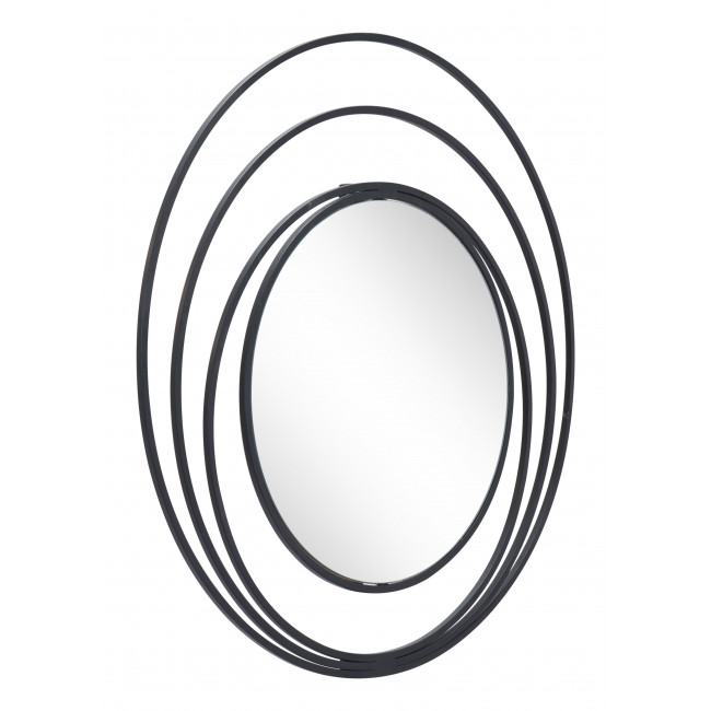 385474 Concentric Circles Wall Mirror, Black Finish