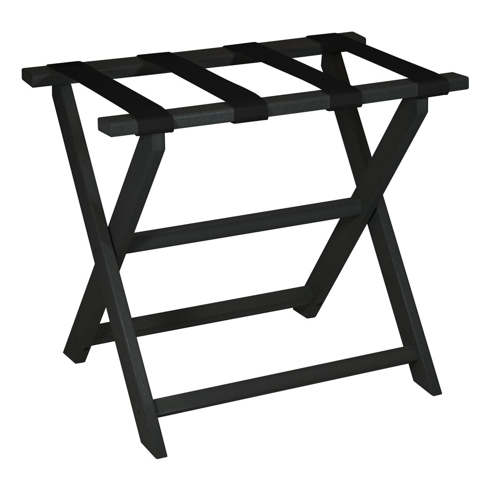Picture of HomeRoots 383082 Earth Friendly Black Folding Luggage Rack with Black Straps