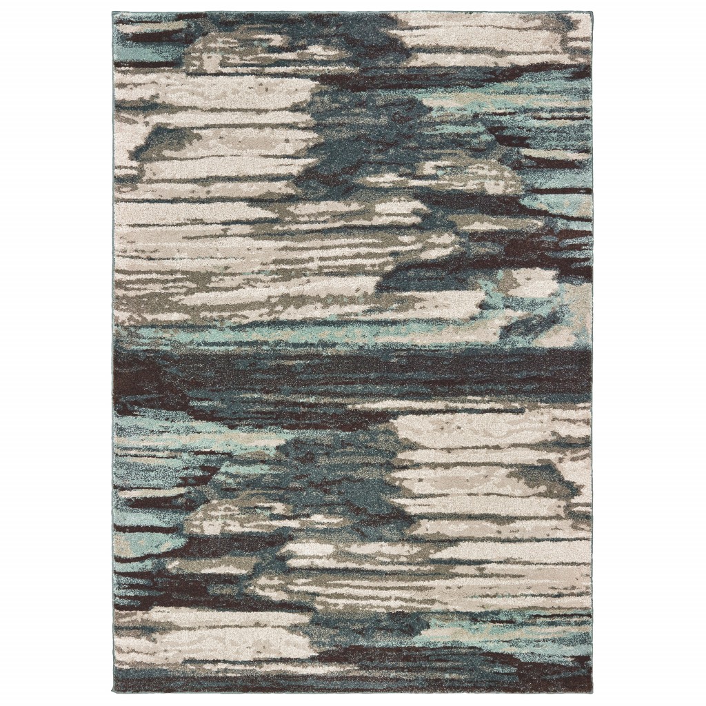 2 x 3 ft. Abstract Layers Indoor Accent Rug, Ivory, Blue & Gray