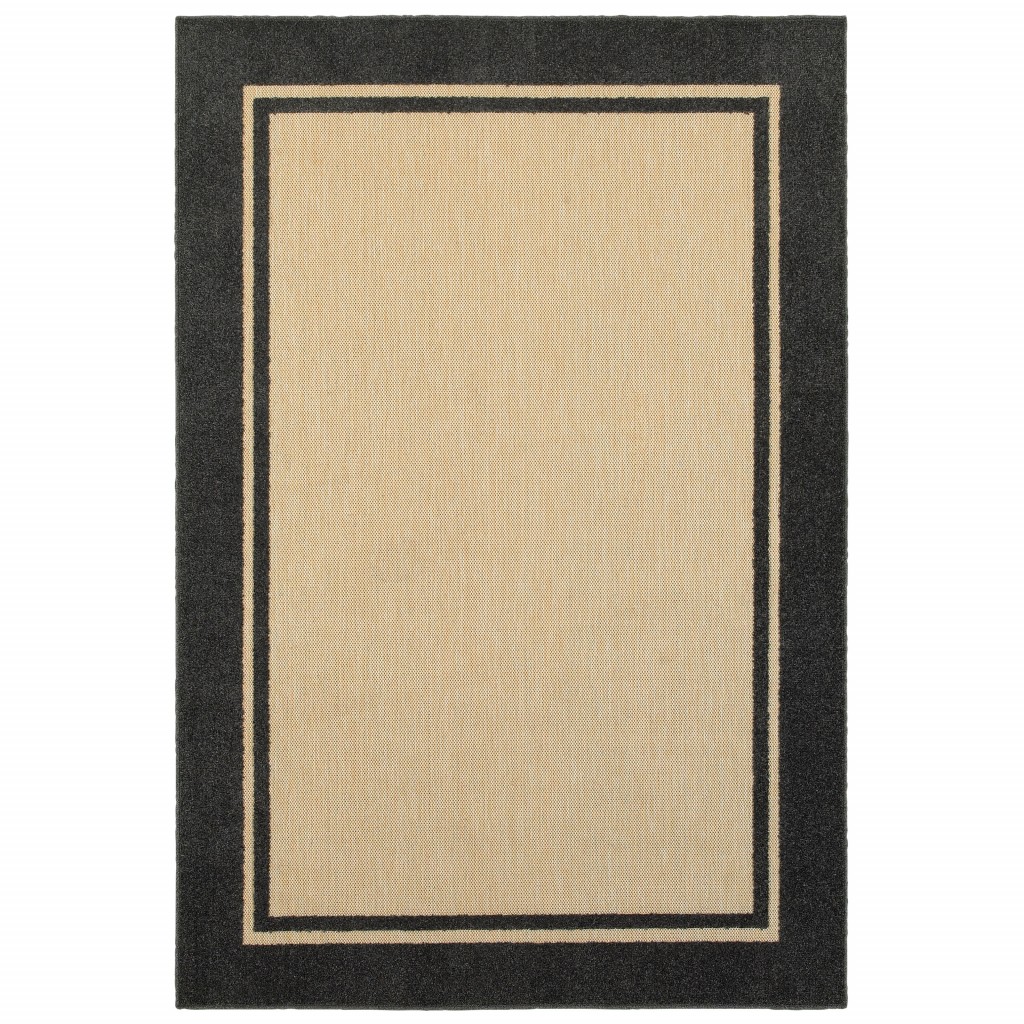 384337 4 x 5 ft. Sand & Black Border Indoor & Outdoor Area Rug