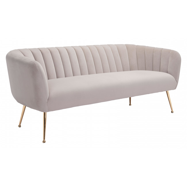 Glam Ivory Channeled Velvet Gold Sofa