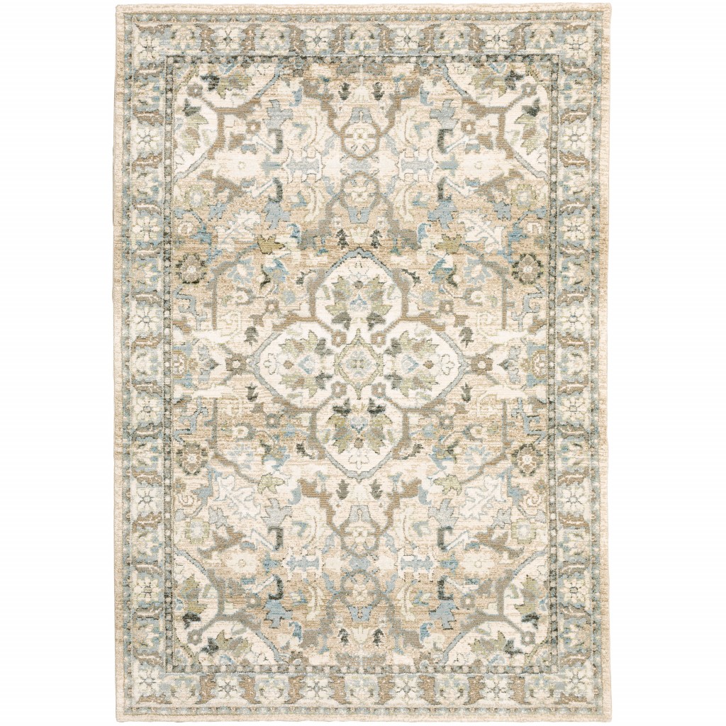 4 x 6 ft. Medallion Area Rug - Beige & Ivory